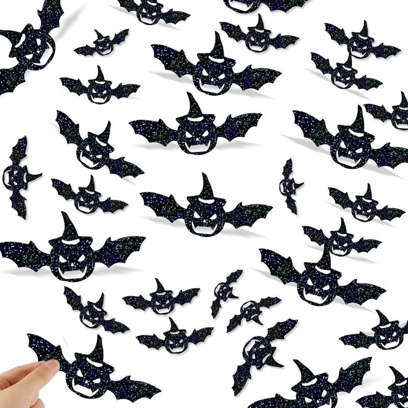 DELEMI 120 Pcs 3D Pumpkins Halloween Decorations,Waterproof Spooky Halloween Wall Decor Black Sticker for Party Supplies Wall Window (Black Pumpkin) - Image 1